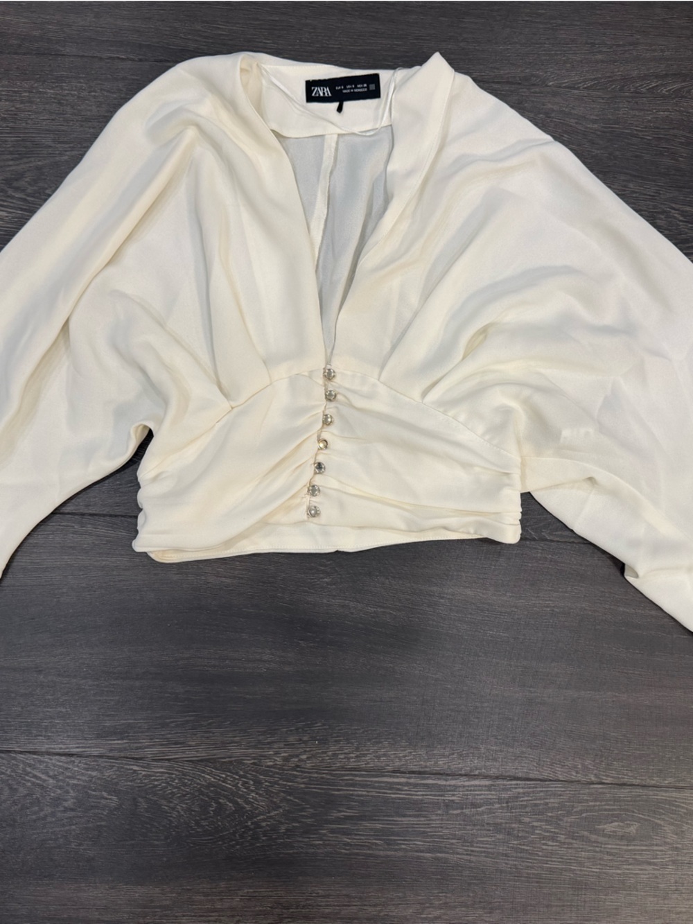 Zara Cream Blouse with Decorative Buttons